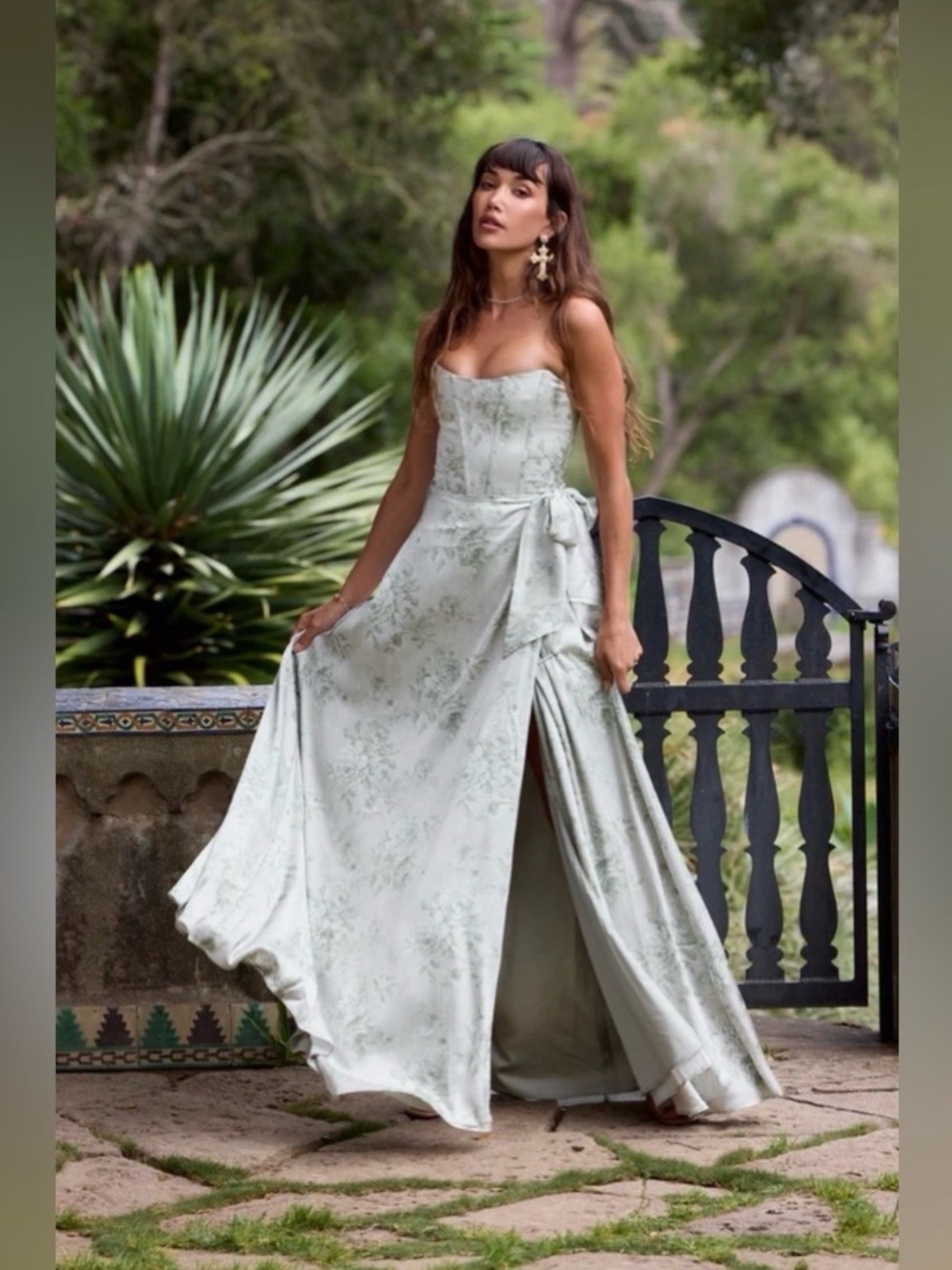 V Chapman Cecilia Dress in Sage Tapestry